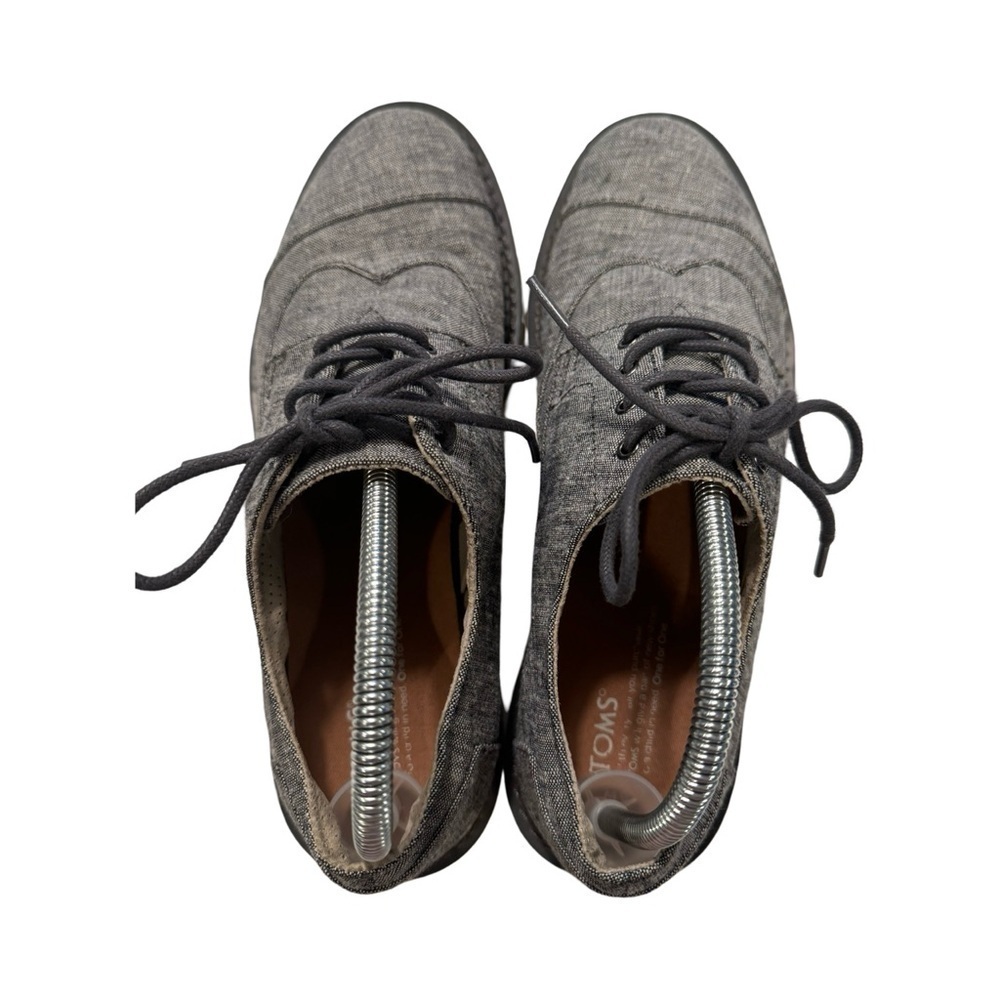 TOMS Men's Size 9 Navy Slub Chambray Lace Up Casual Oxford Shoes EUC - Picture 7 of 9
